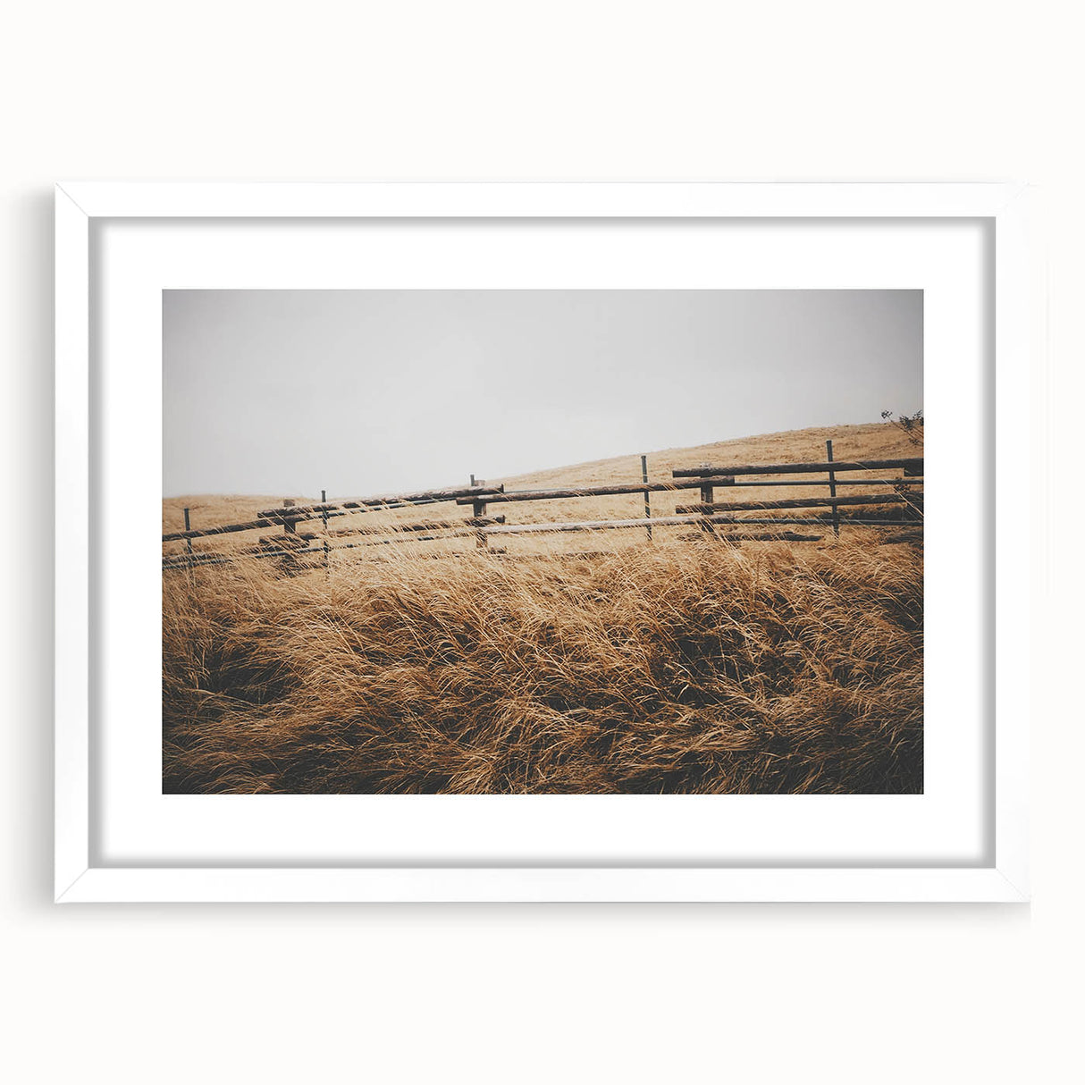 Windblown Prairie Grass Rustic Wall Art – Farmhouse Landscape Decor Print
