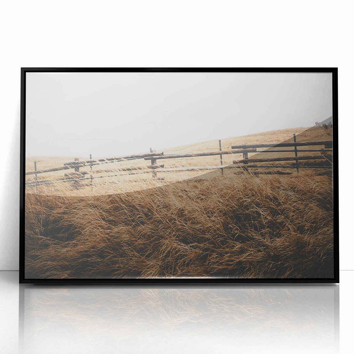 Windblown Prairie Grass Rustic Wall Art – Farmhouse Landscape Decor Print