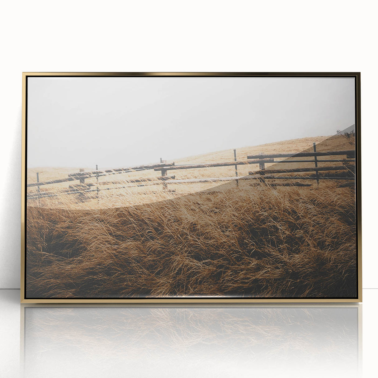 Windblown Prairie Grass Rustic Wall Art – Farmhouse Landscape Decor Print