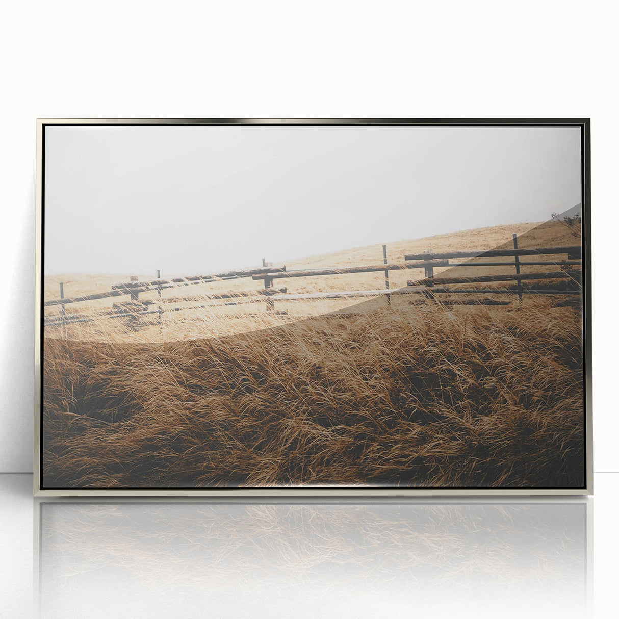 Windblown Prairie Grass Rustic Wall Art – Farmhouse Landscape Decor Print