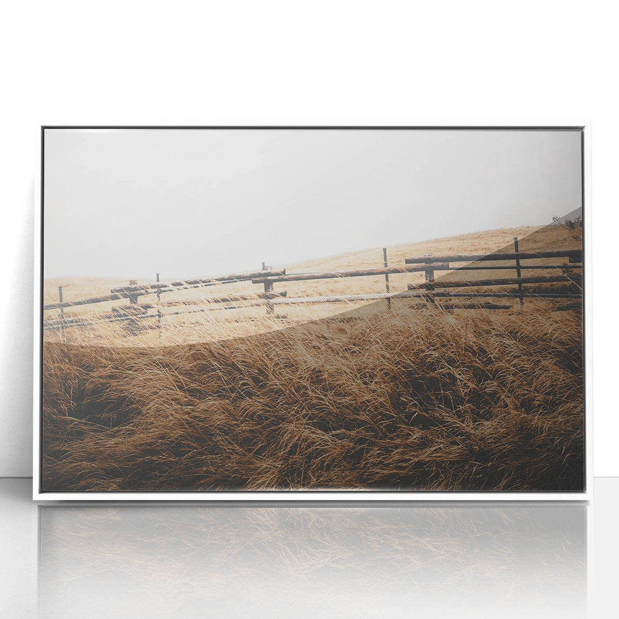 Windblown Prairie Grass Rustic Wall Art – Farmhouse Landscape Decor Print