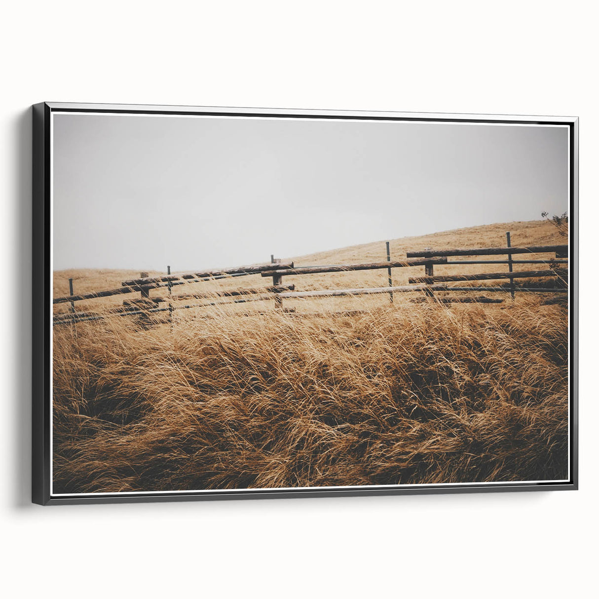 Windblown Prairie Grass Rustic Wall Art – Farmhouse Landscape Decor Print