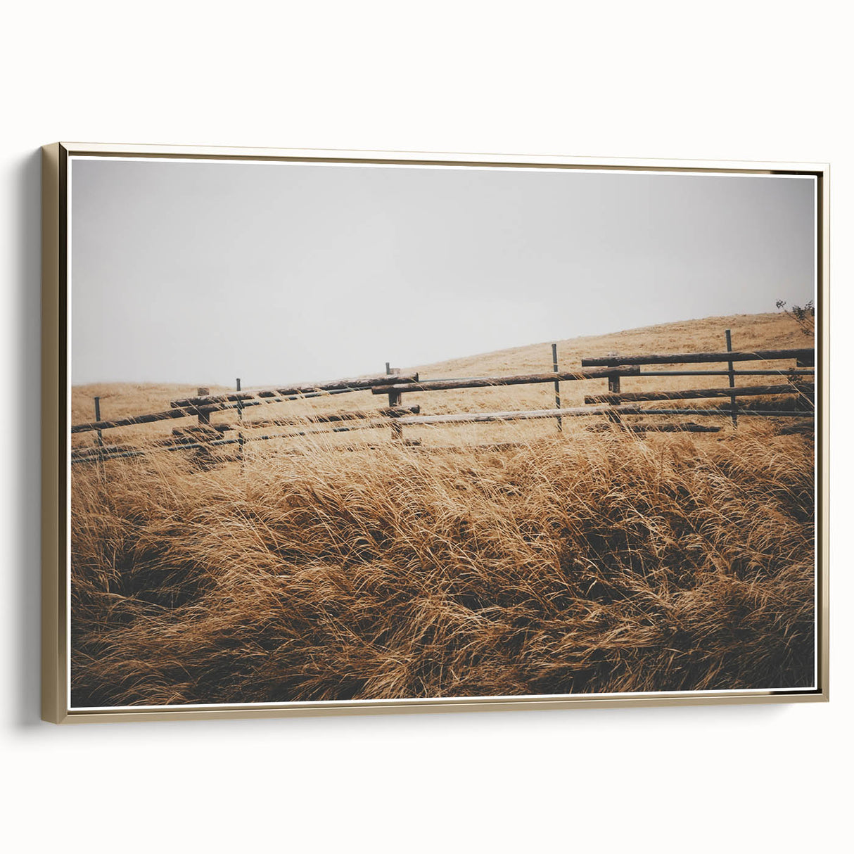Windblown Prairie Grass Rustic Wall Art – Farmhouse Landscape Decor Print
