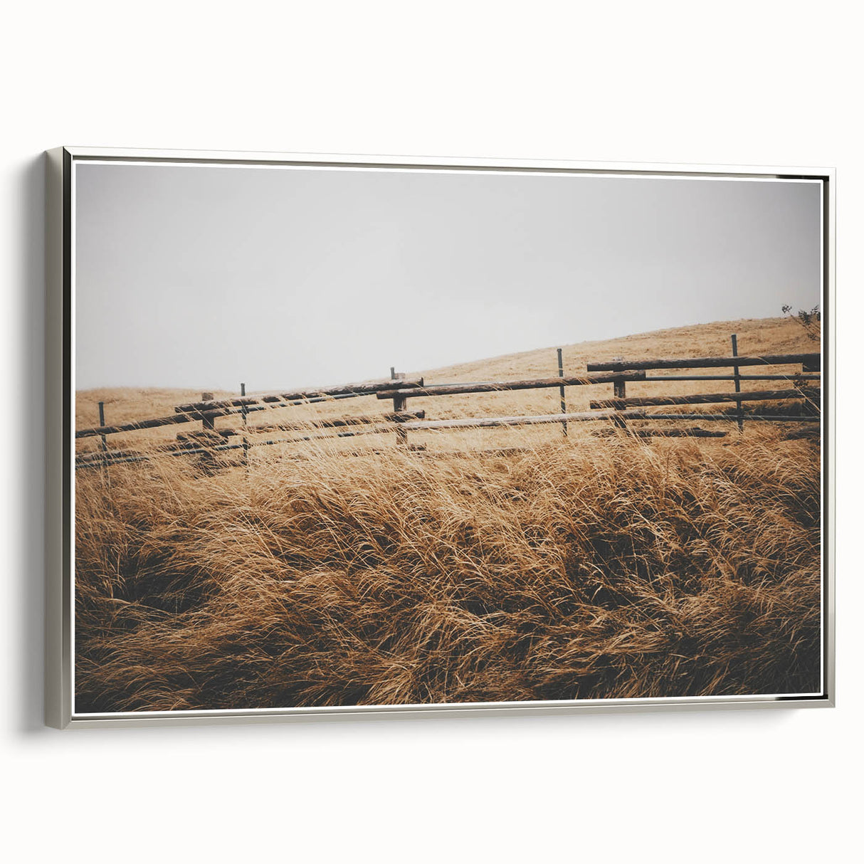 Windblown Prairie Grass Rustic Wall Art – Farmhouse Landscape Decor Print