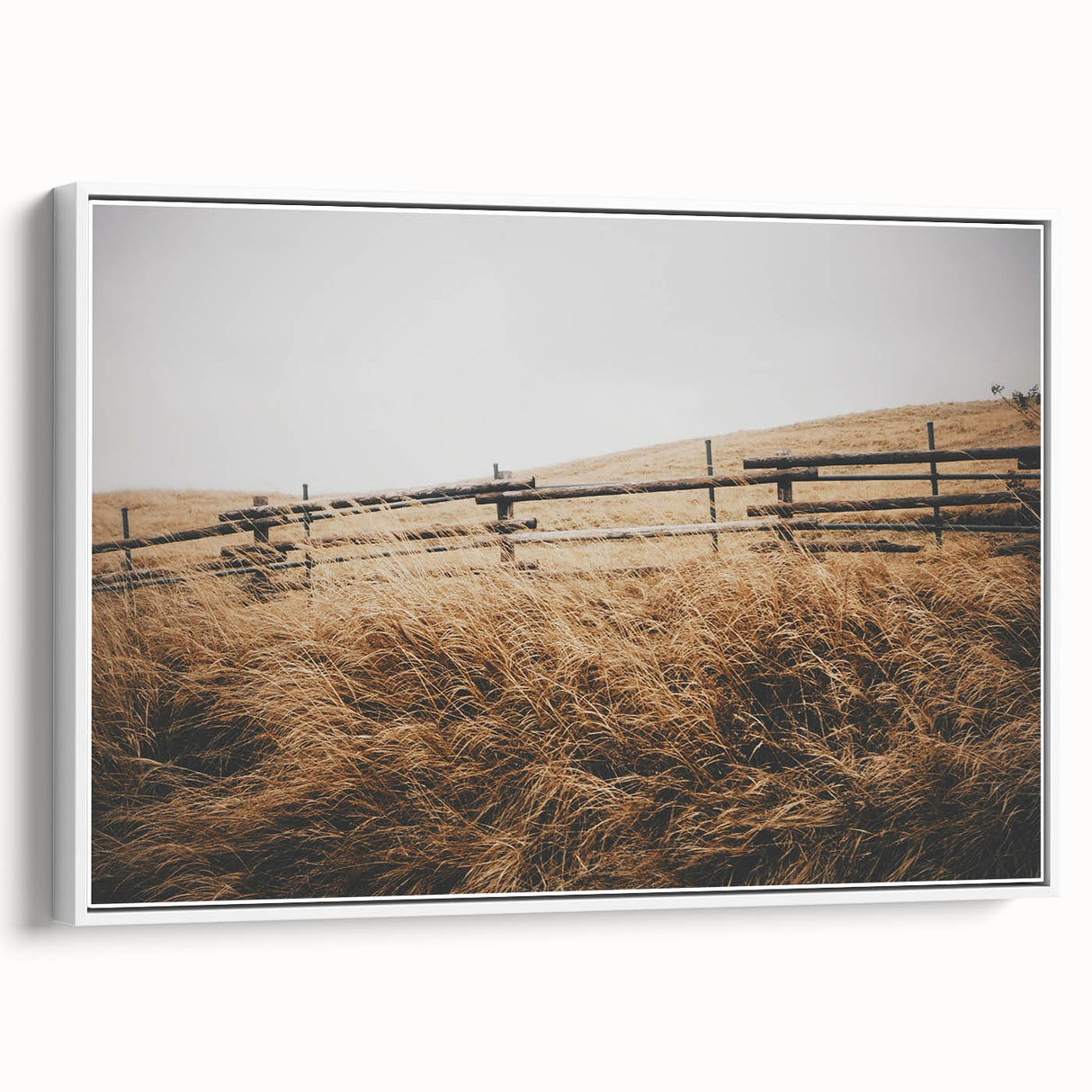 Windblown Prairie Grass Rustic Wall Art – Farmhouse Landscape Decor Print