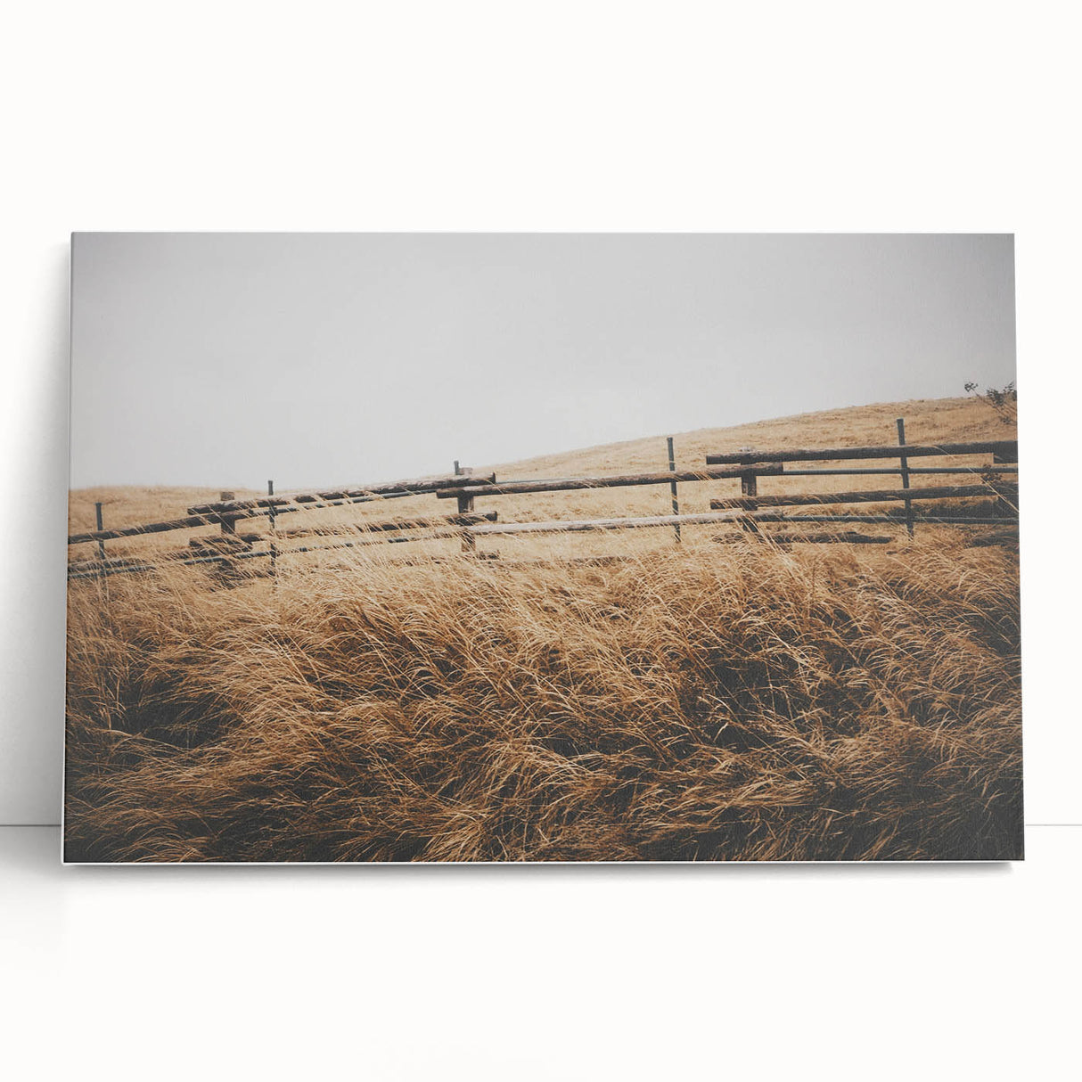 Windblown Prairie Grass Rustic Wall Art – Farmhouse Landscape Decor Print