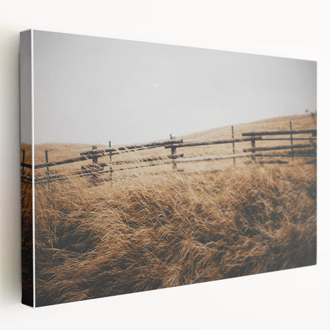 Windblown Prairie Grass Rustic Wall Art – Farmhouse Landscape Decor Print