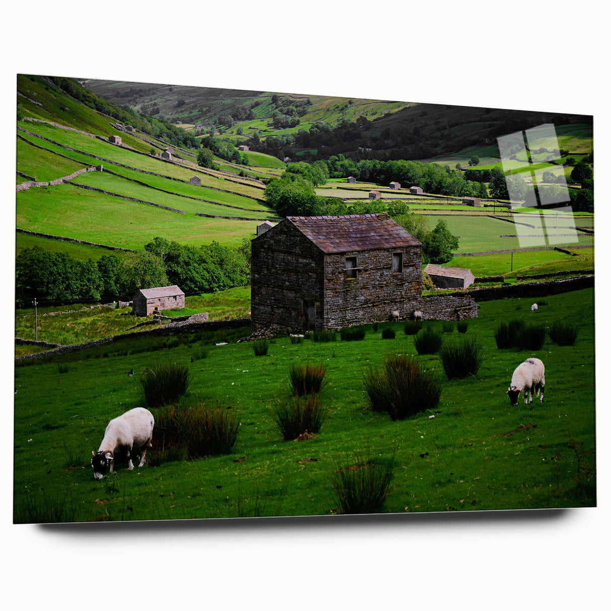 Rustic Wall Art - Farmhouse Barn Landscape with Rolling Green Hills