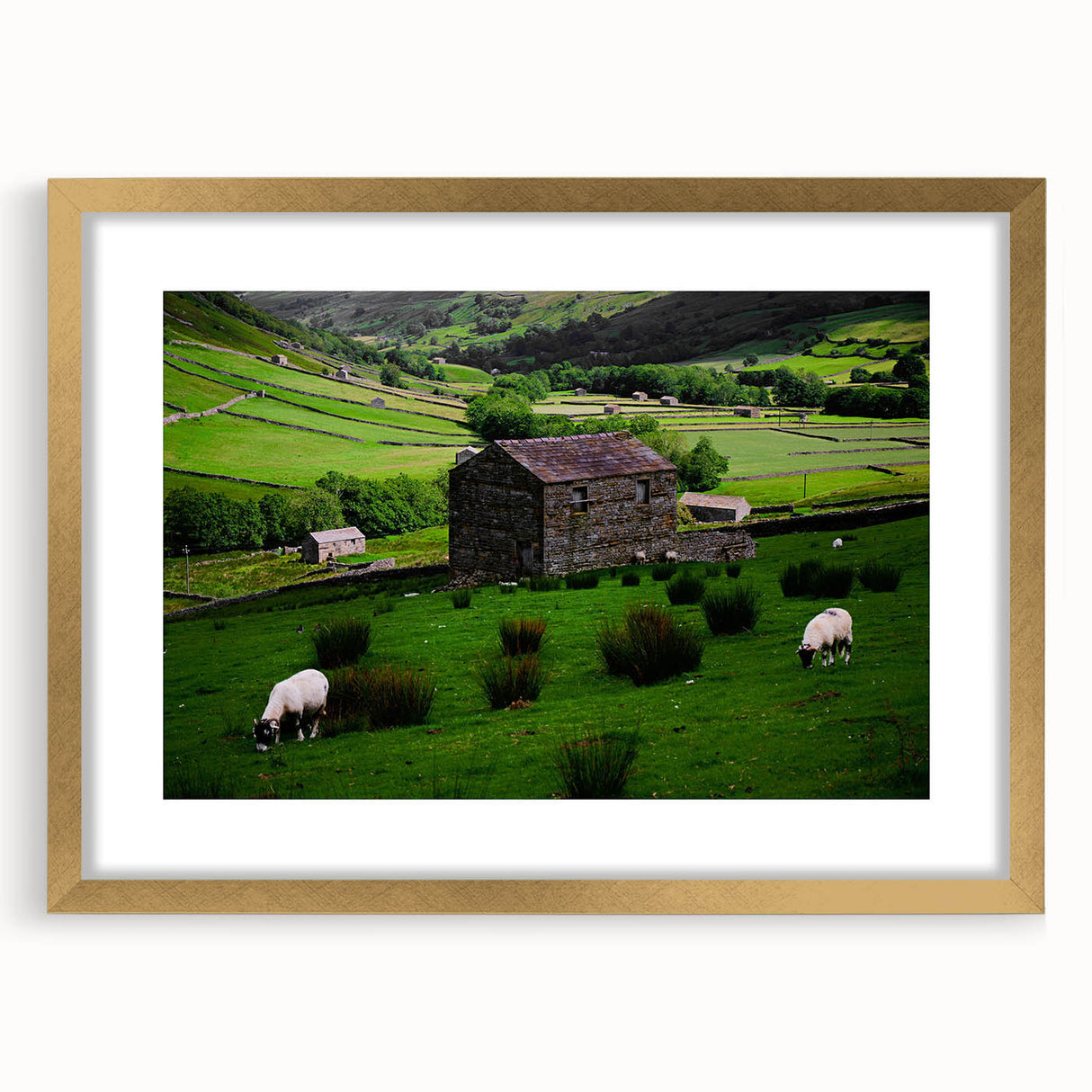 Rustic Wall Art - Farmhouse Barn Landscape with Rolling Green Hills