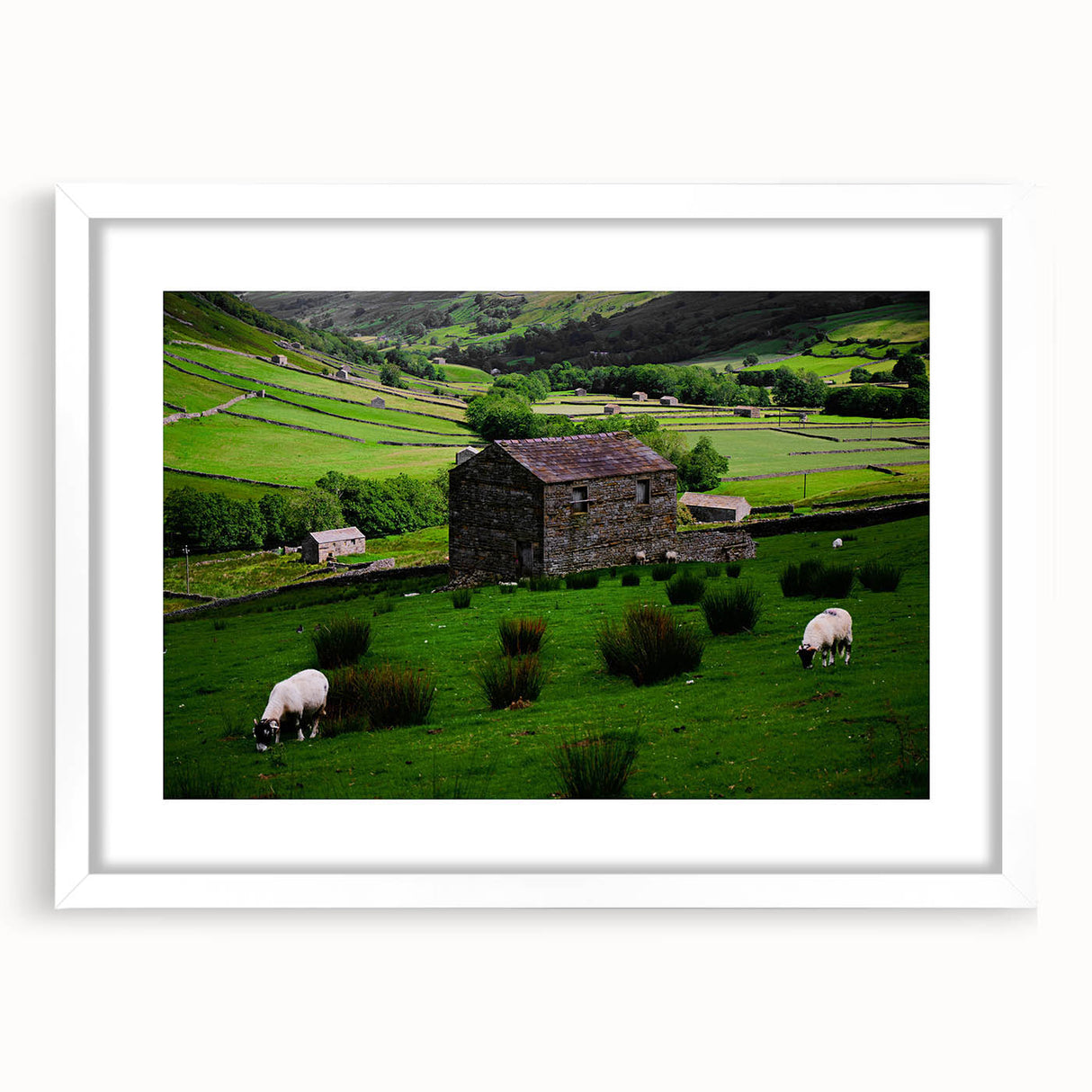 Rustic Wall Art - Farmhouse Barn Landscape with Rolling Green Hills