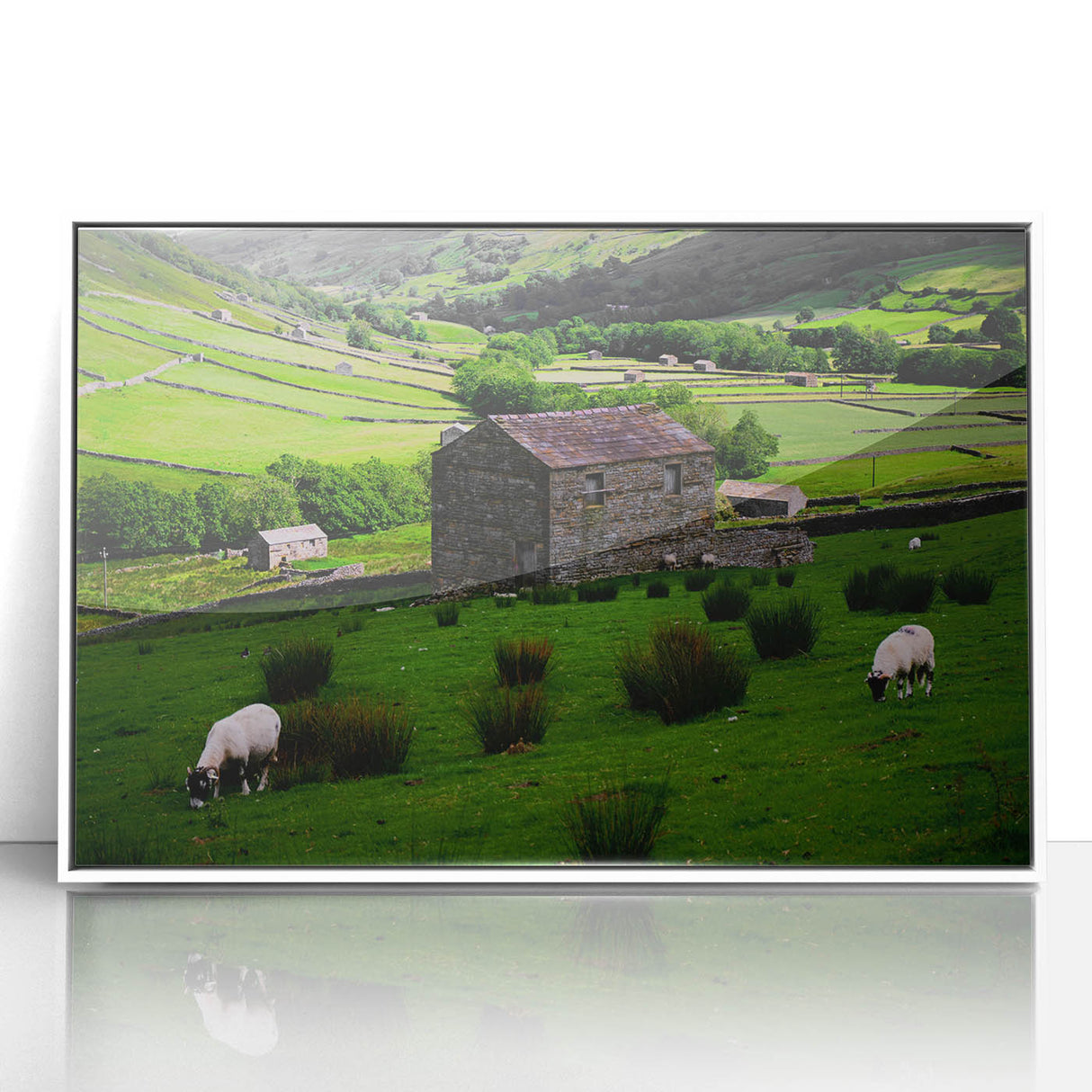 Rustic Wall Art - Farmhouse Barn Landscape with Rolling Green Hills