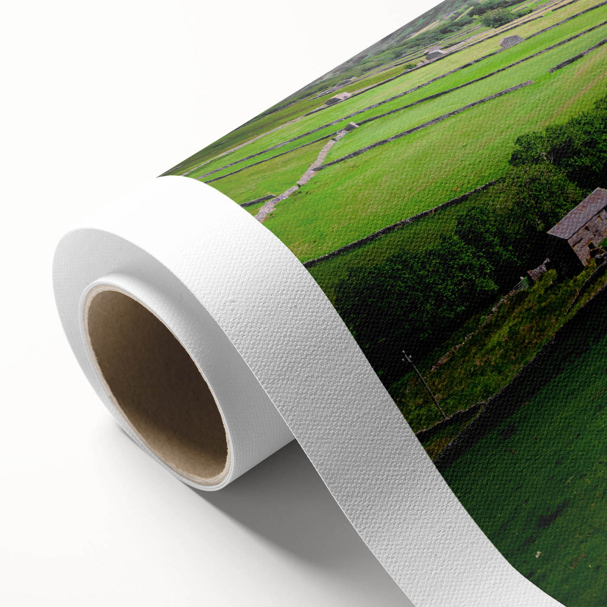 Rustic Wall Art - Farmhouse Barn Landscape with Rolling Green Hills