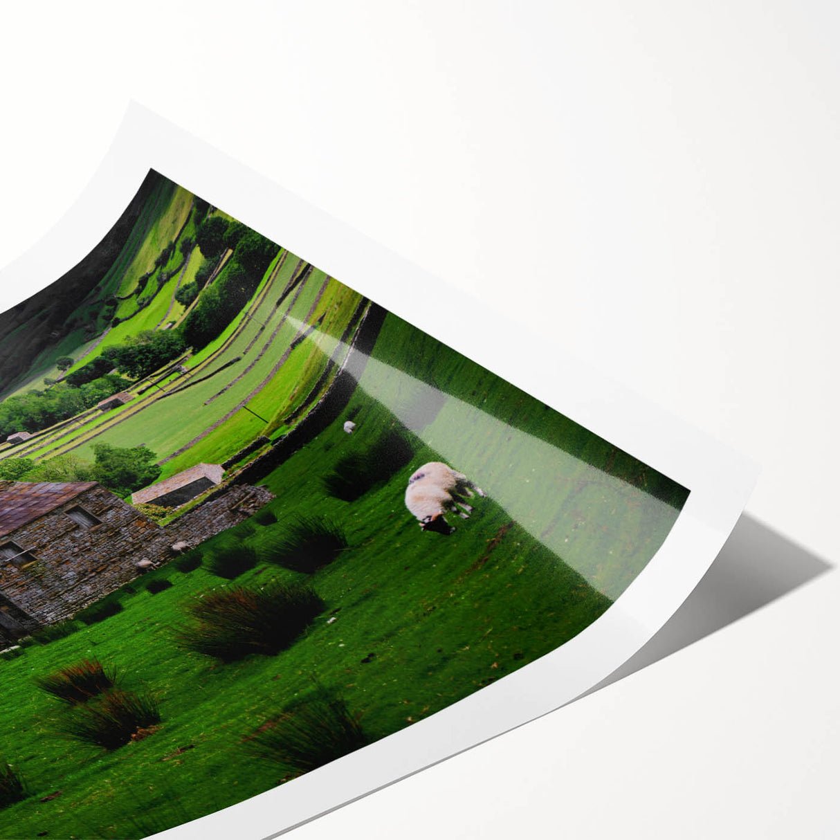 Rustic Wall Art - Farmhouse Barn Landscape with Rolling Green Hills