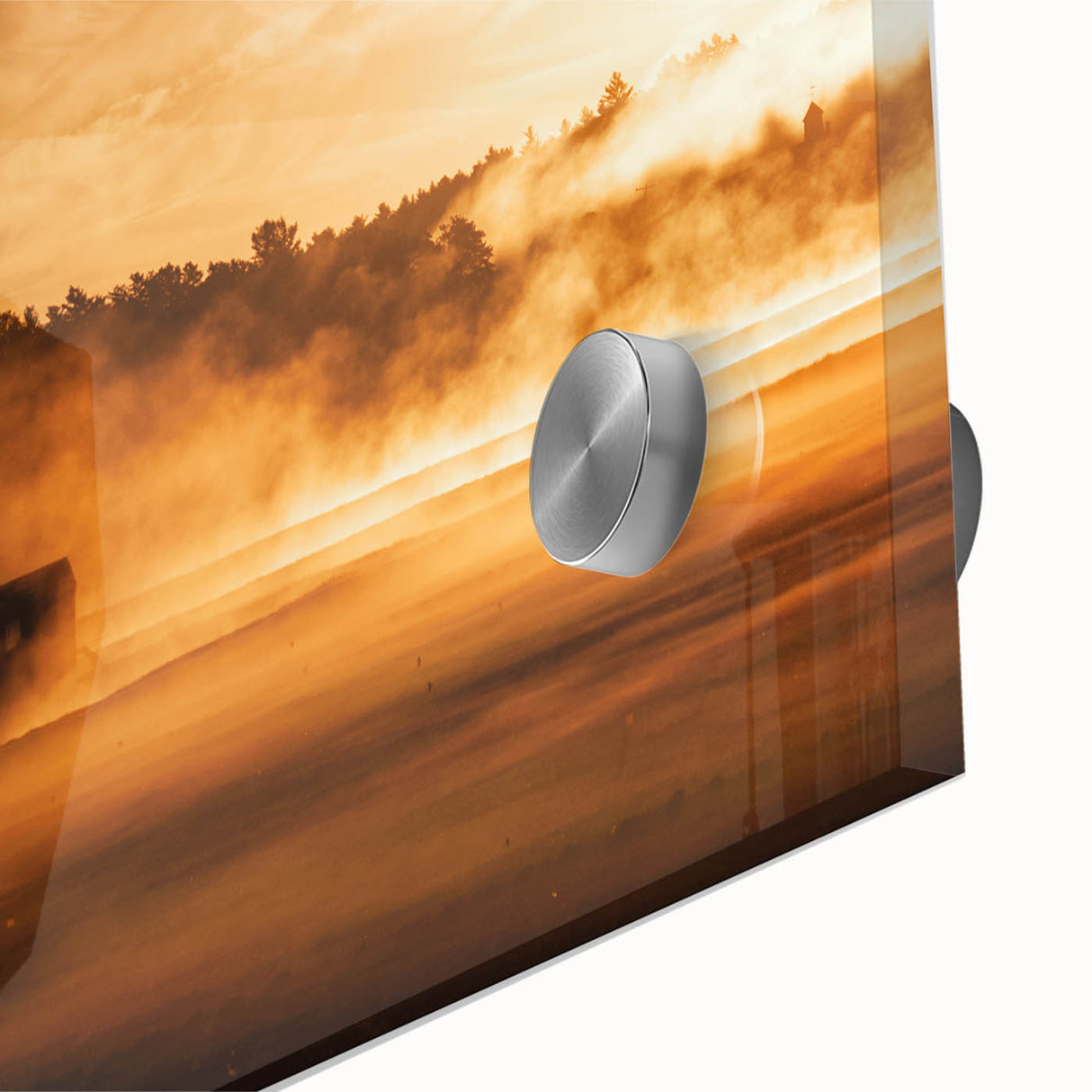 Rustic Wall Art - Golden Sunset Landscape with Misty Rural Scene