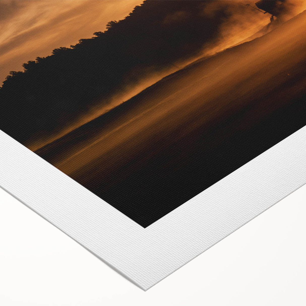 Rustic Wall Art - Golden Sunset Landscape with Misty Rural Scene