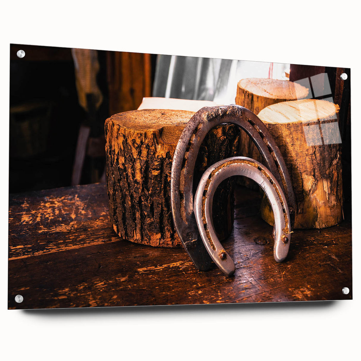 Rustic Wall Art - Horseshoes and Wood Rustic Decor for Farmhouse Charm