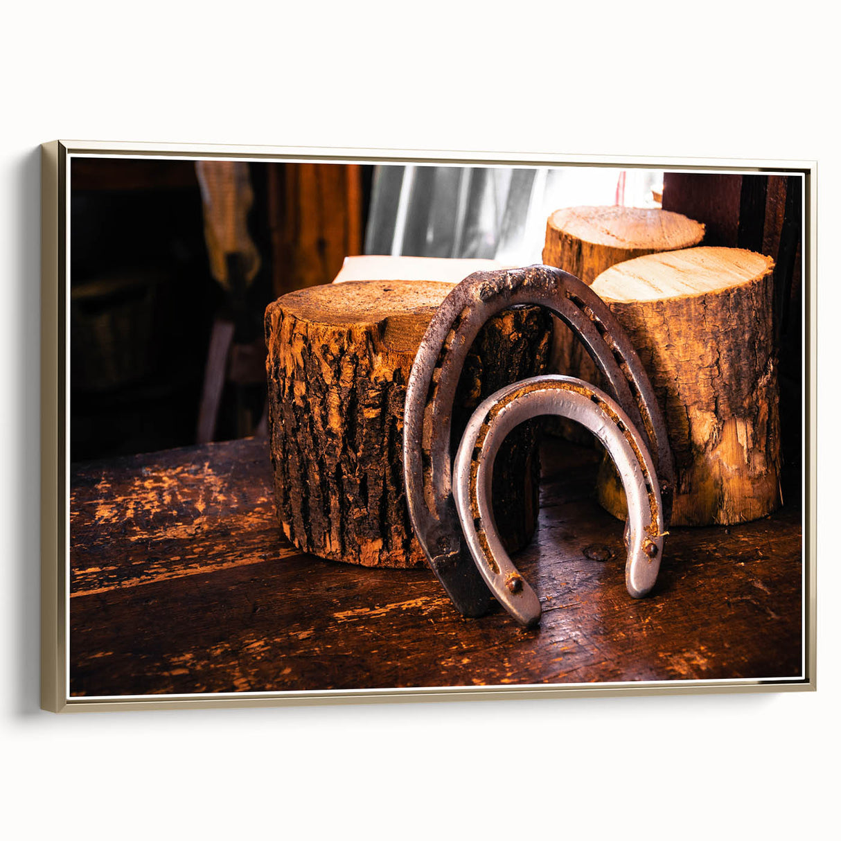 Rustic Wall Art - Horseshoes and Wood Rustic Decor for Farmhouse Charm