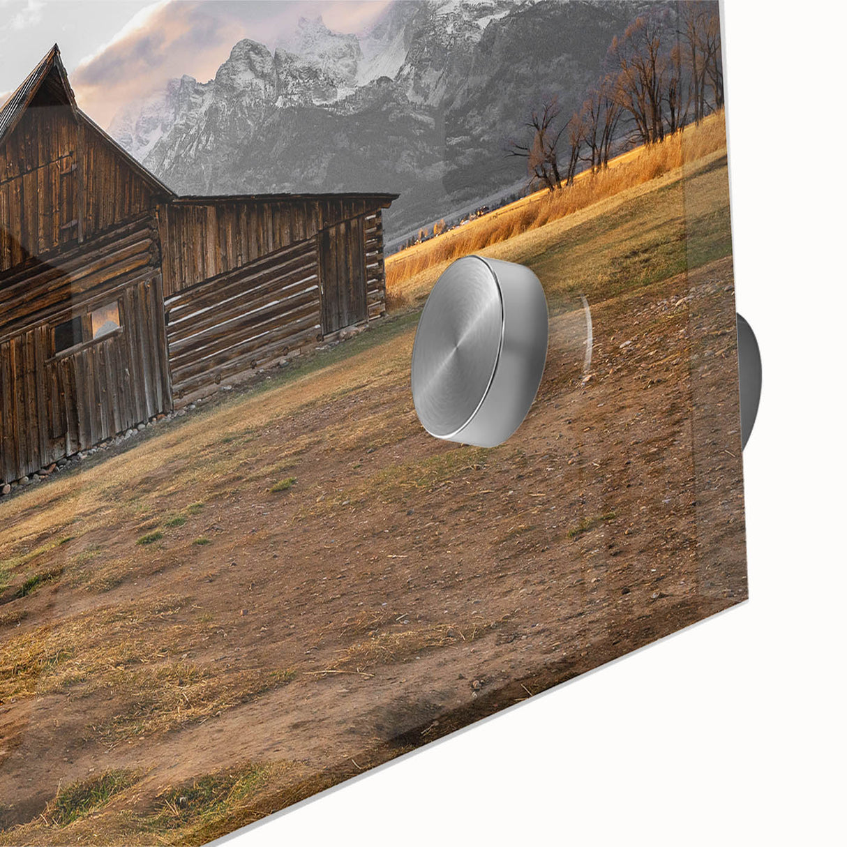 Rustic Barn with Mountain Backdrop | Farmhouse Wall Art | Vintage Landscape