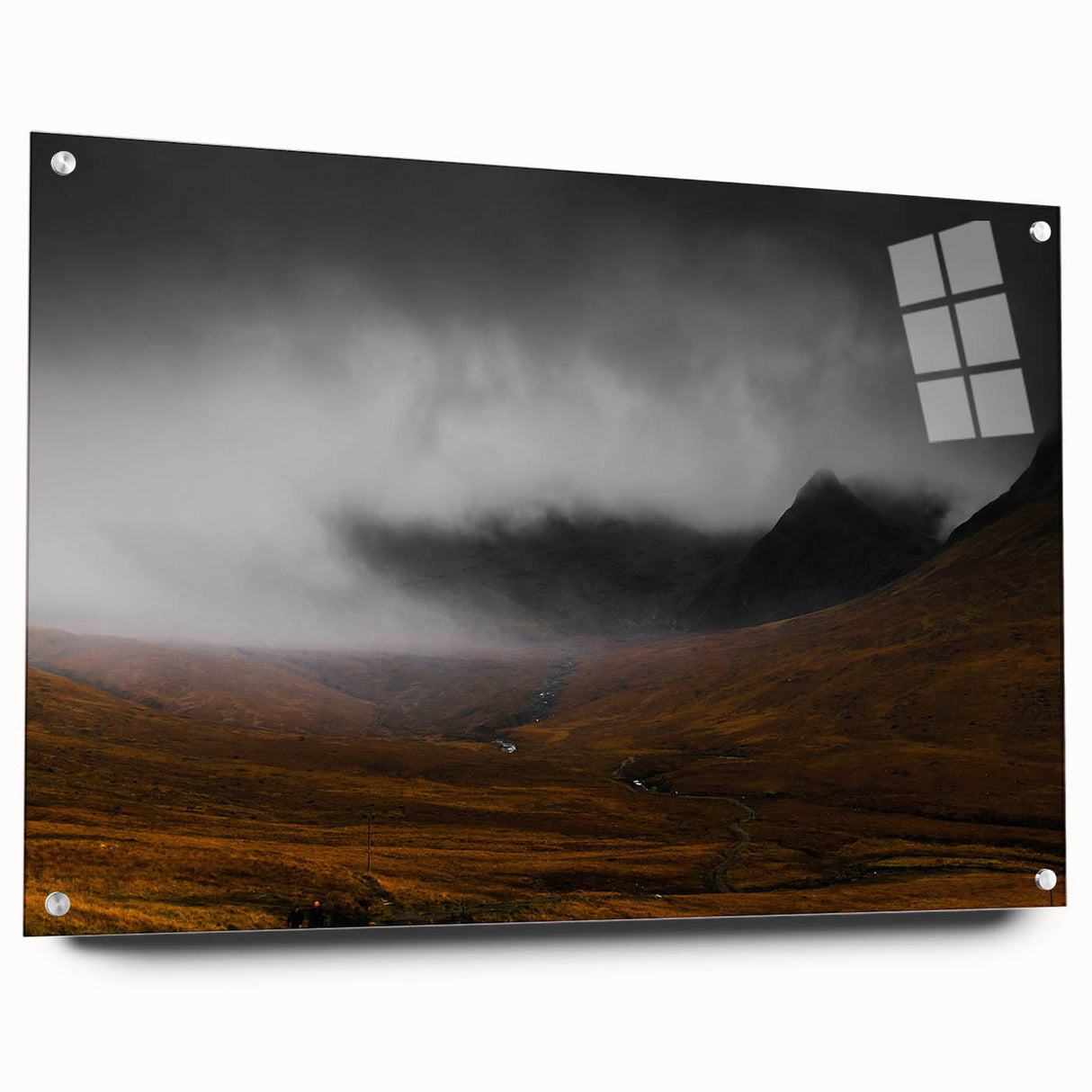 Moody Rustic Landscape Wall Art - Dramatic Farmhouse Decor Piece