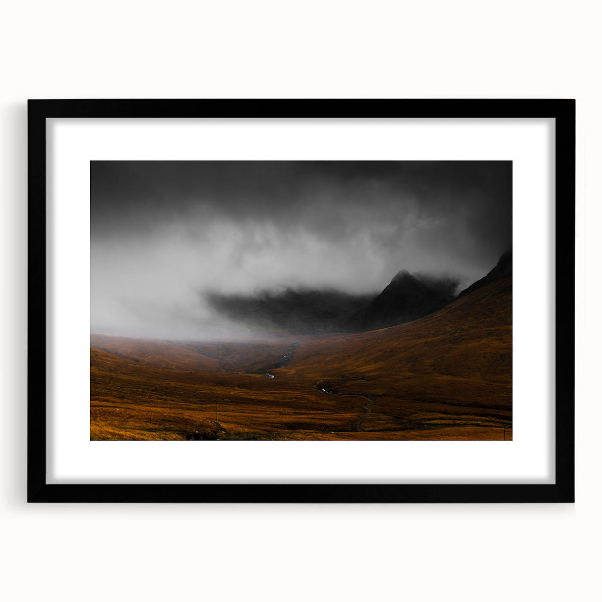 Moody Rustic Landscape Wall Art - Dramatic Farmhouse Decor Piece