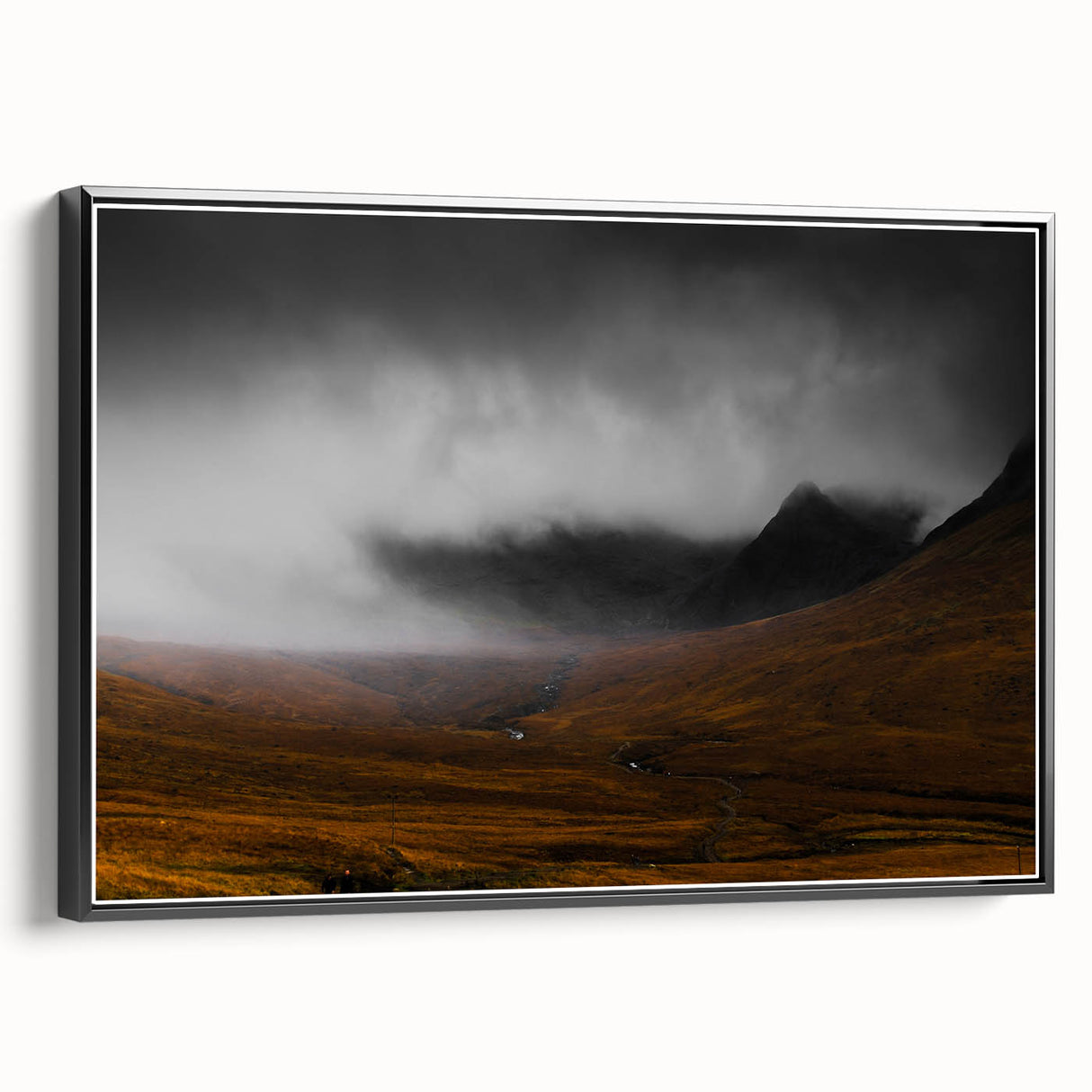 Moody Rustic Landscape Wall Art - Dramatic Farmhouse Decor Piece