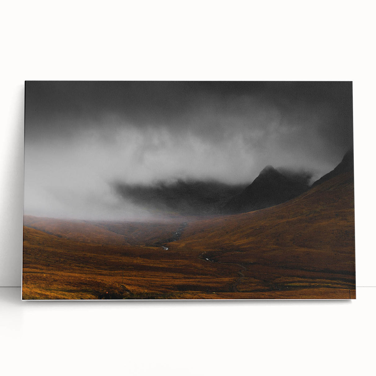 Moody Rustic Landscape Wall Art - Dramatic Farmhouse Decor Piece