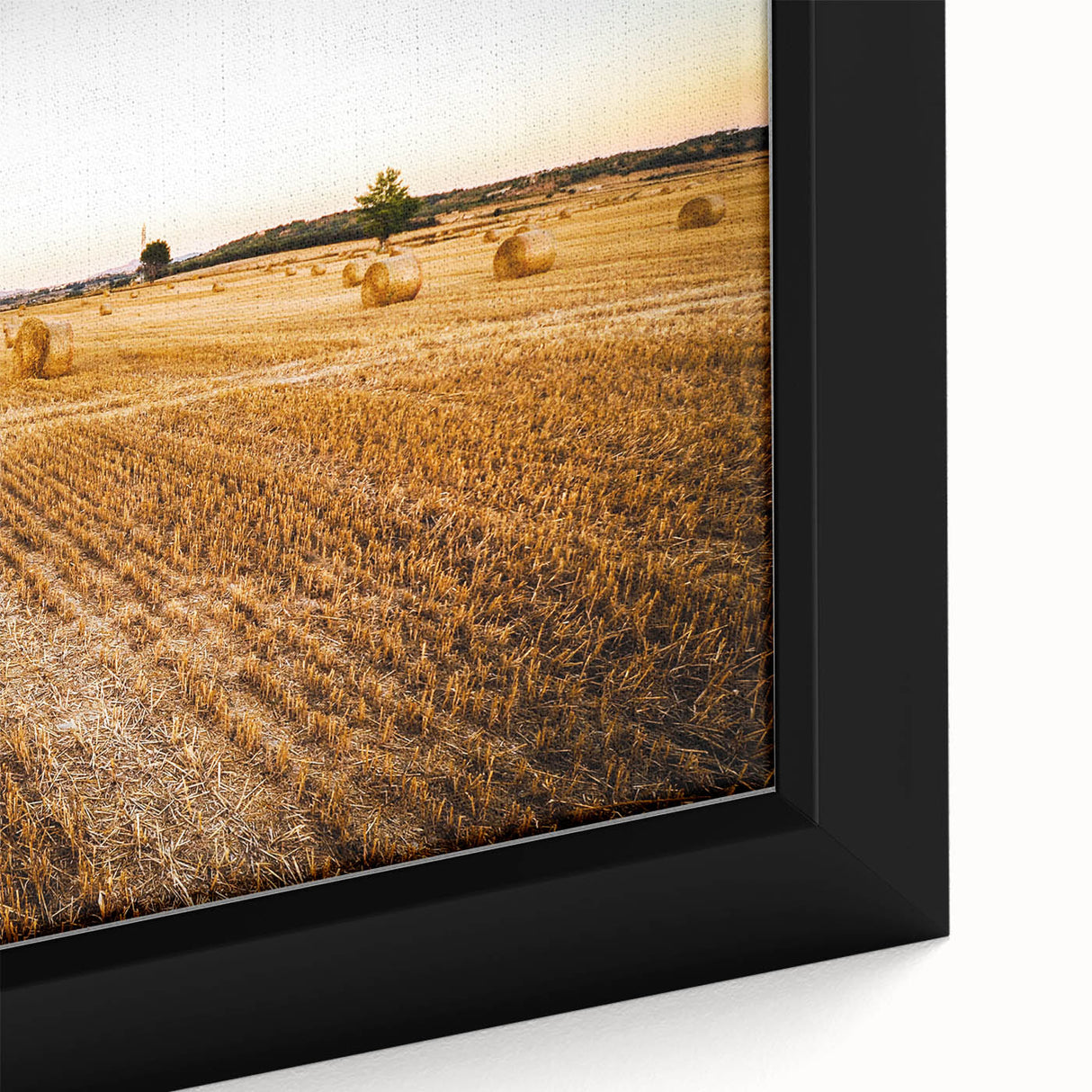 Golden Hay Bales Rustic Wall Art - Farmhouse Country Landscape Decor