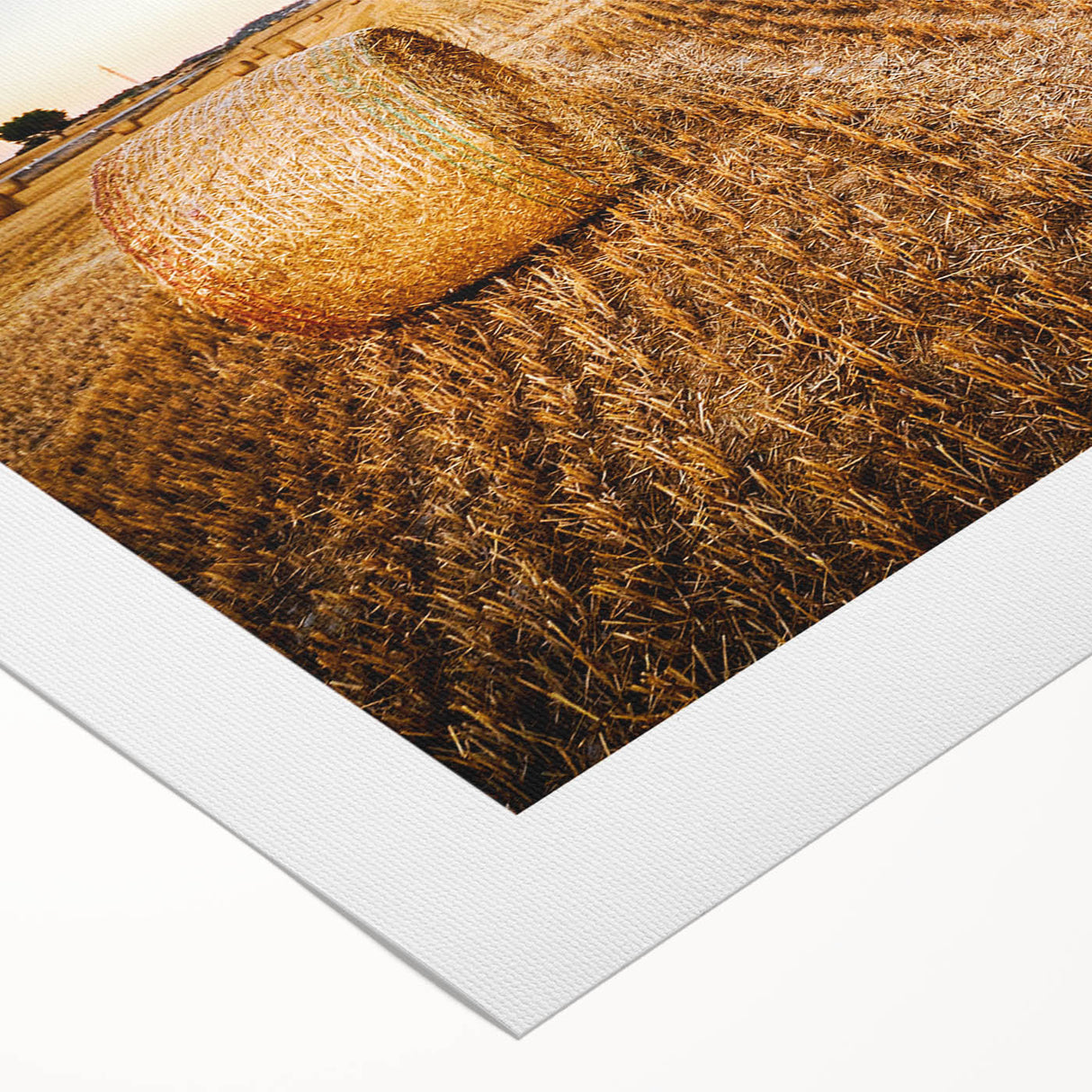 Golden Hay Bales Rustic Wall Art - Farmhouse Country Landscape Decor