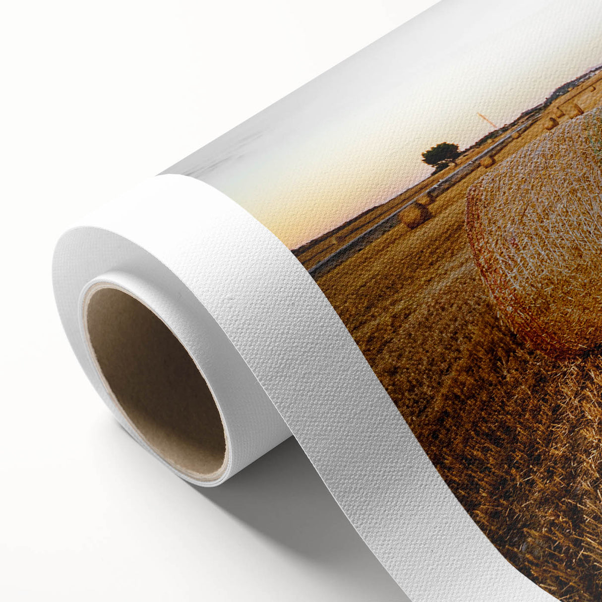 Golden Hay Bales Rustic Wall Art - Farmhouse Country Landscape Decor