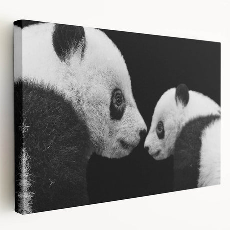 Colorful panda bear wall art design on stretched canvas, showcasing vibrant hues and playful details, ideal for children's room decor or animal lovers.