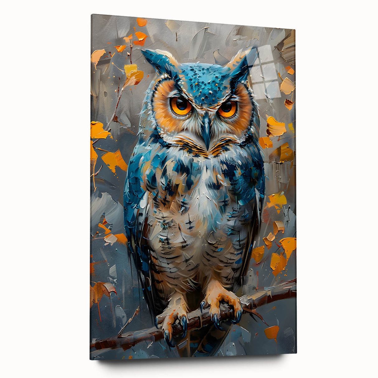 Acrylic glass wall art depicting a vibrant collection of birds, featuring intricate designs and colors, showcased in a side view without visible pins. Perfect for enhancing modern home decor.