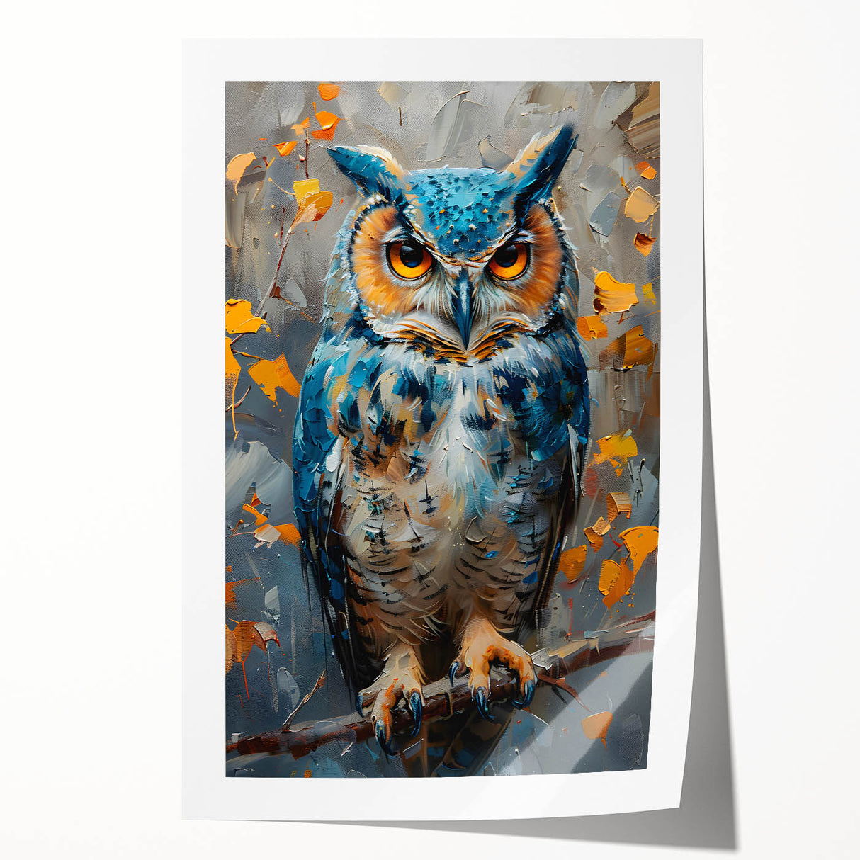 Rolled print showcasing a vibrant birds of prey design wall art collection, featuring detailed illustrations of various raptors in striking colors, ideal for nature enthusiasts.