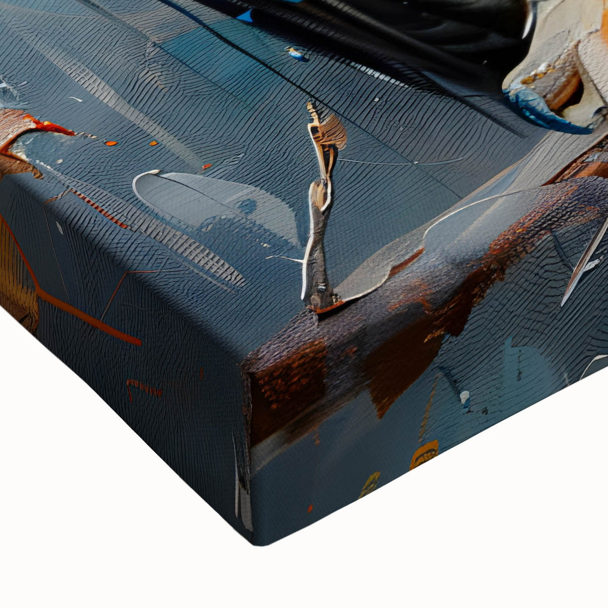 Close-up of a vibrant canvas wall art featuring a detailed design of birds, showcasing rich colors and intricate patterns, perfect for modern home decor.