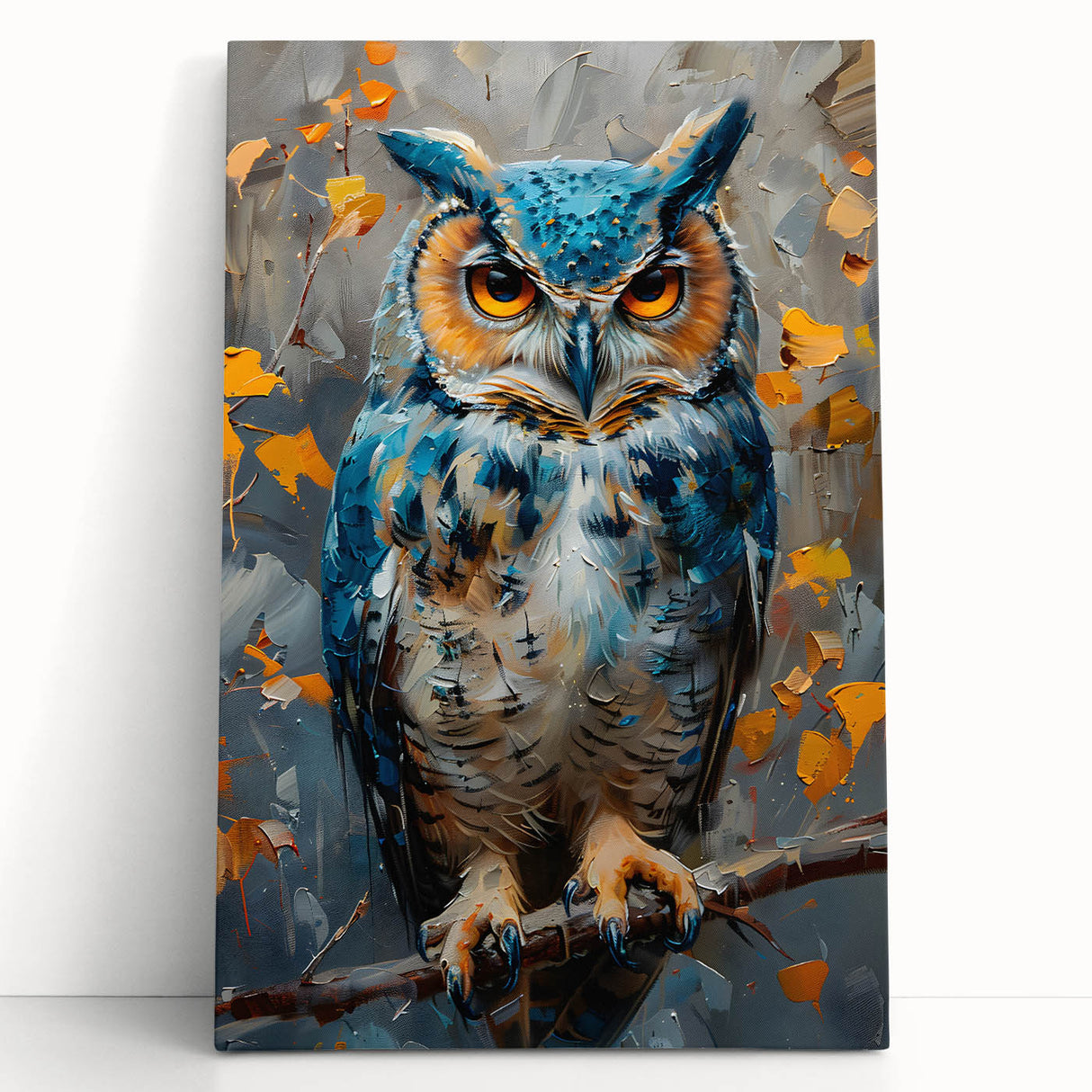 Colorful stretched canvas wall art showcasing a vibrant collection of birds, designed for home decor. The artwork features intricate details and rich hues, perfect for enhancing a living space.