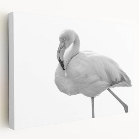 Flamingo-themed stretched canvas wall art showcasing vibrant pink flamingos against a serene blue backdrop, perfect for tropical home decor.