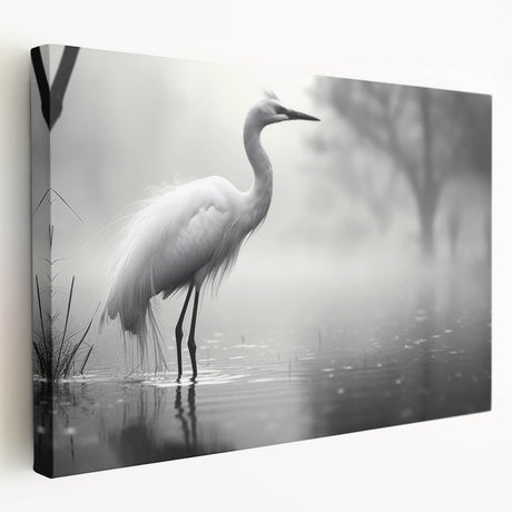 Heron and egret wall art collection on stretched canvas, showcasing vibrant colors and intricate details, ideal for nature enthusiasts and home decor.