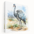 Stretched canvas wall art featuring a vibrant ostrich design in a colorful, abstract style, perfect for adding a unique touch to home decor.