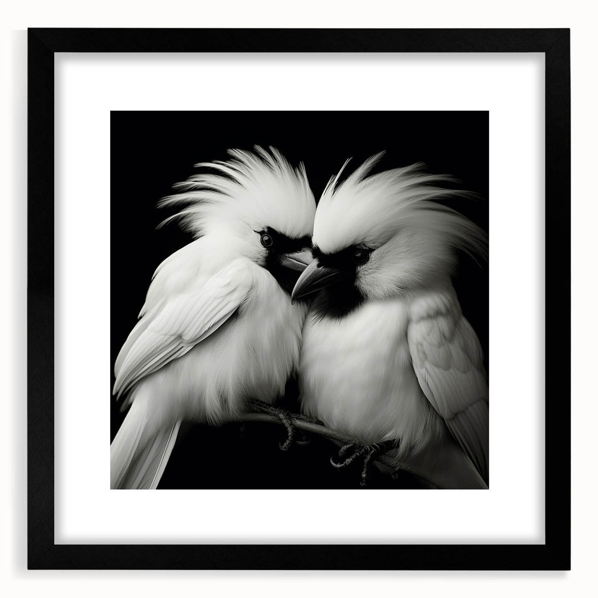 Tropical bird wall art design in a black frame, showcasing vibrant colors and intricate details, perfect for enhancing modern home decor and nature-inspired spaces.