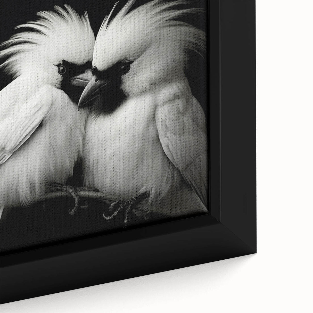 Close-up of a vibrant tropical bird wall art design featuring colorful parrots and lush foliage, beautifully framed for an elegant touch in home decor.