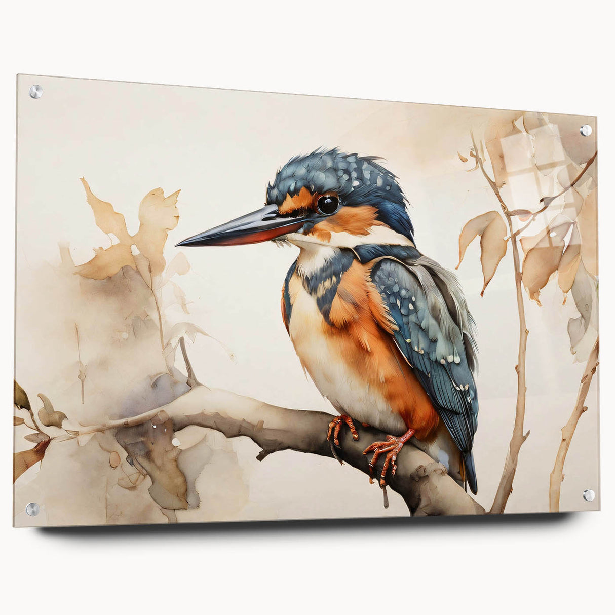 Tropical bird-themed wall art collection displayed in a side view, featuring vibrant colors and detailed design, mounted with decorative pins. Perfect for enhancing home decor.