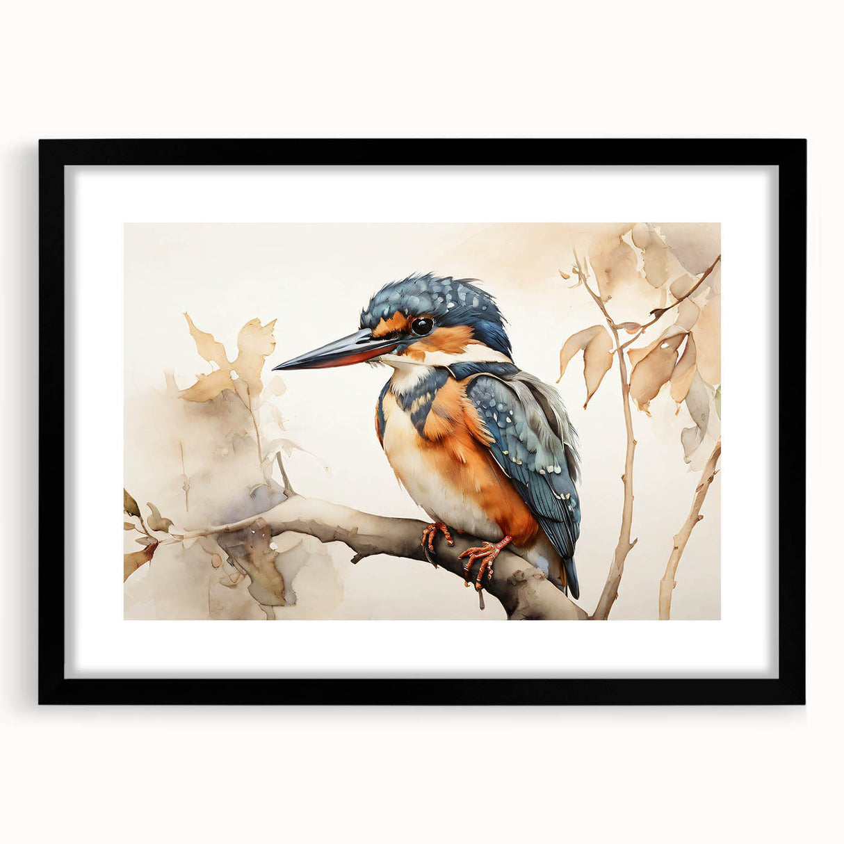 Tropical bird wall art collection framed with a black mat, showcasing vibrant colors and intricate designs, perfect for enhancing home decor.