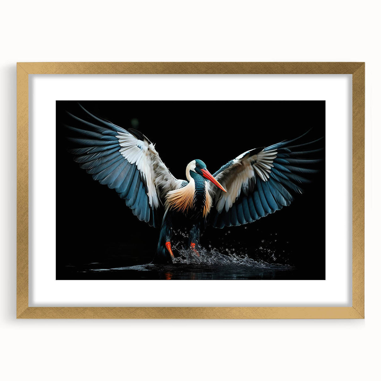 Tropical birds wall art collection showcasing vibrant colors and detailed illustrations, framed with a gold mat, perfect for enhancing living spaces and decor.