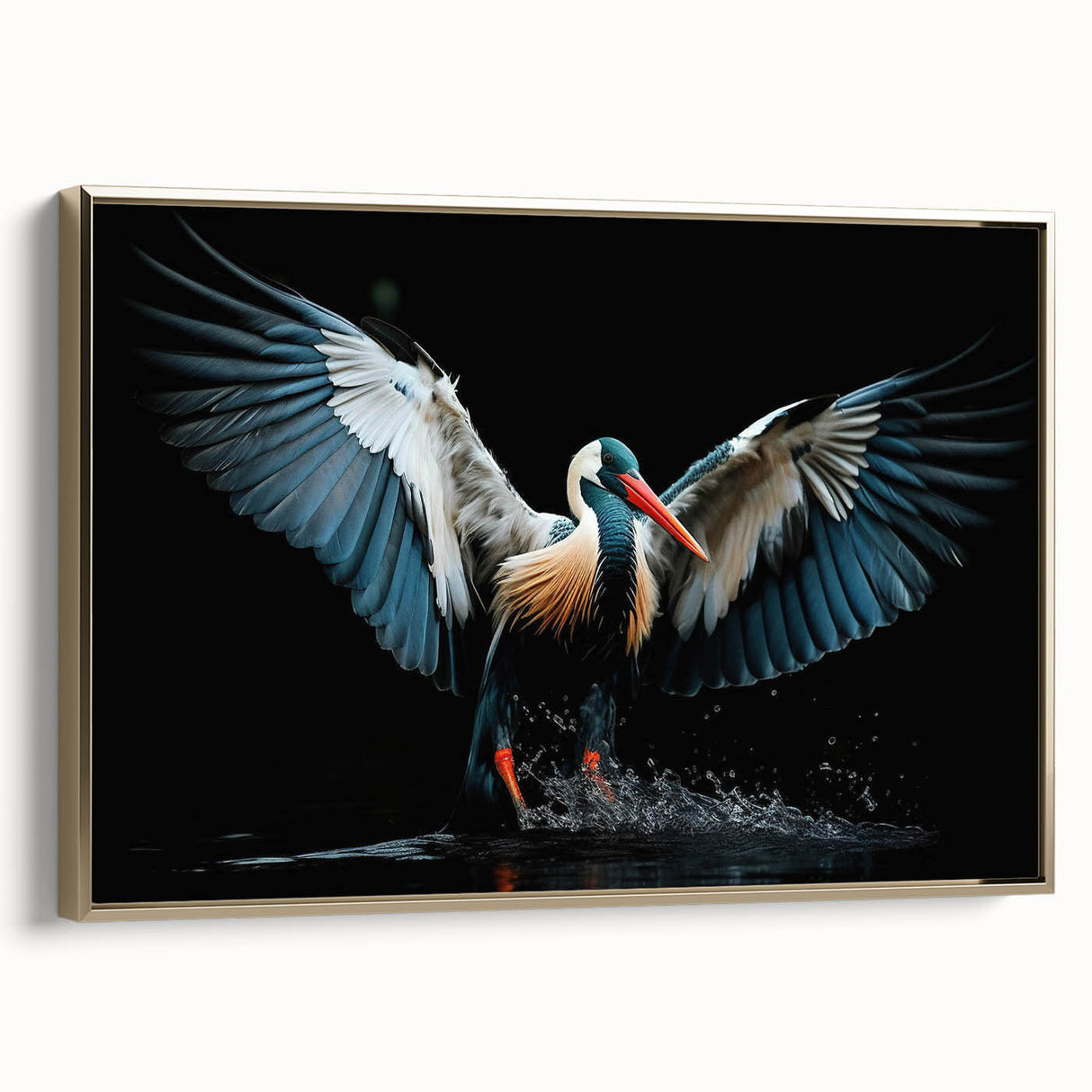 Framed tropical birds wall art design featuring vibrant colors like green and gold, showcasing intricate details and a modern aesthetic, perfect for home decor.