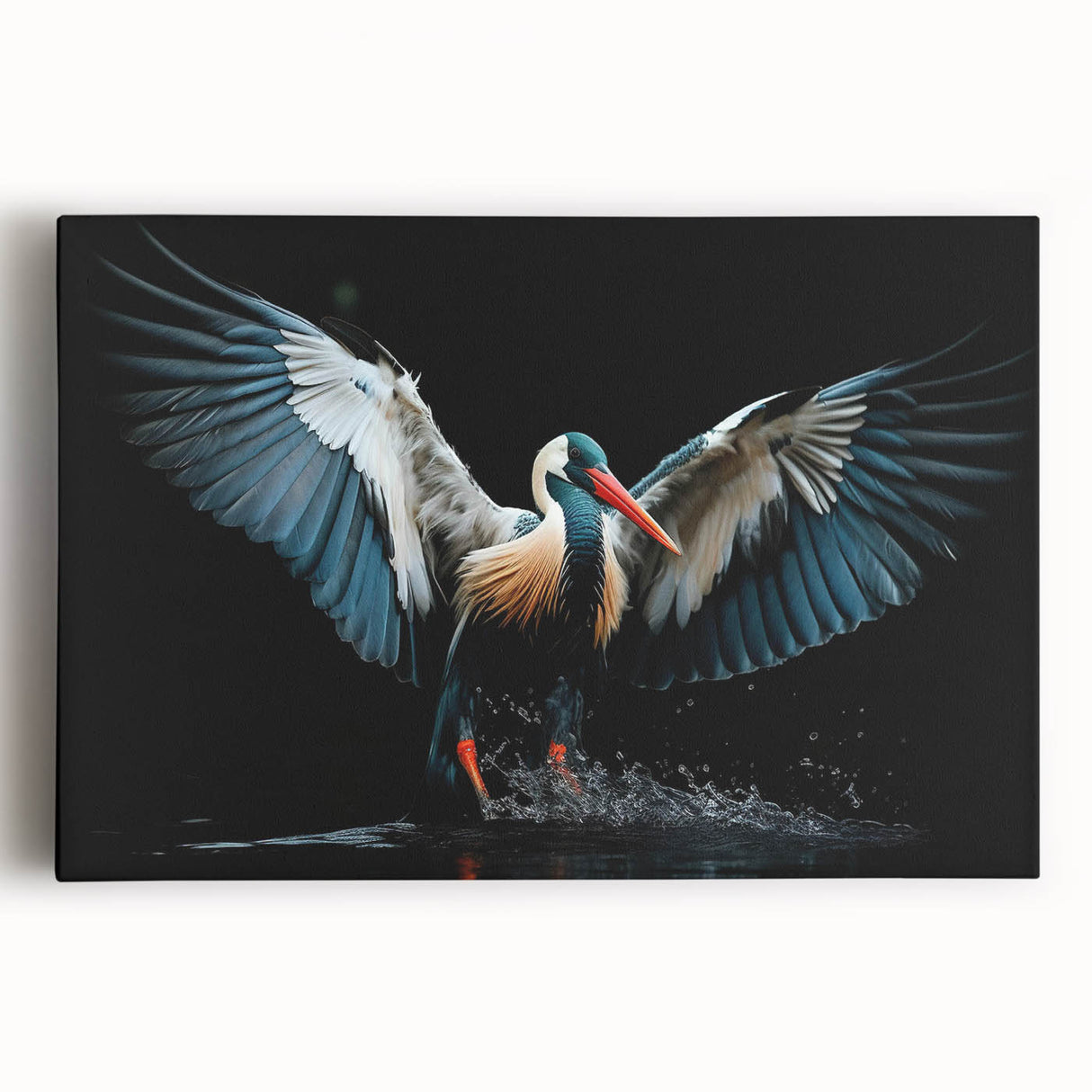 Tropical bird wall art design on stretched canvas, showcasing vibrant colors and intricate details, perfect for adding a lively touch to home decor. Ideal for nature lovers and art enthusiasts seeking a cheerful ambiance.