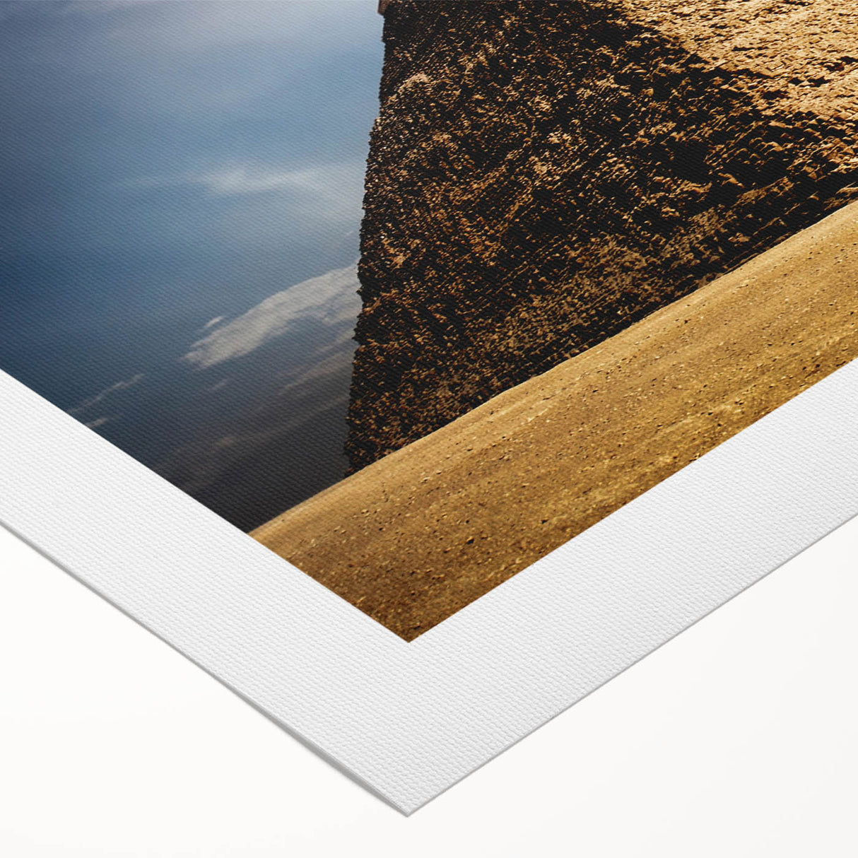 Art deco poster of Egyptian scenery on rolled canvas, with muted earth tones, ideal for dining room wall art.