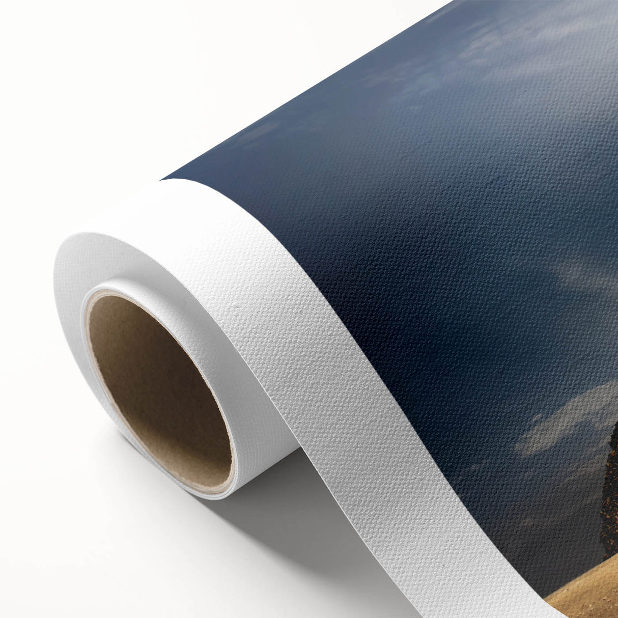 Art deco poster of an Egyptian landscape on rolled canvas, featuring muted earth tones, ideal for nursery wall art.