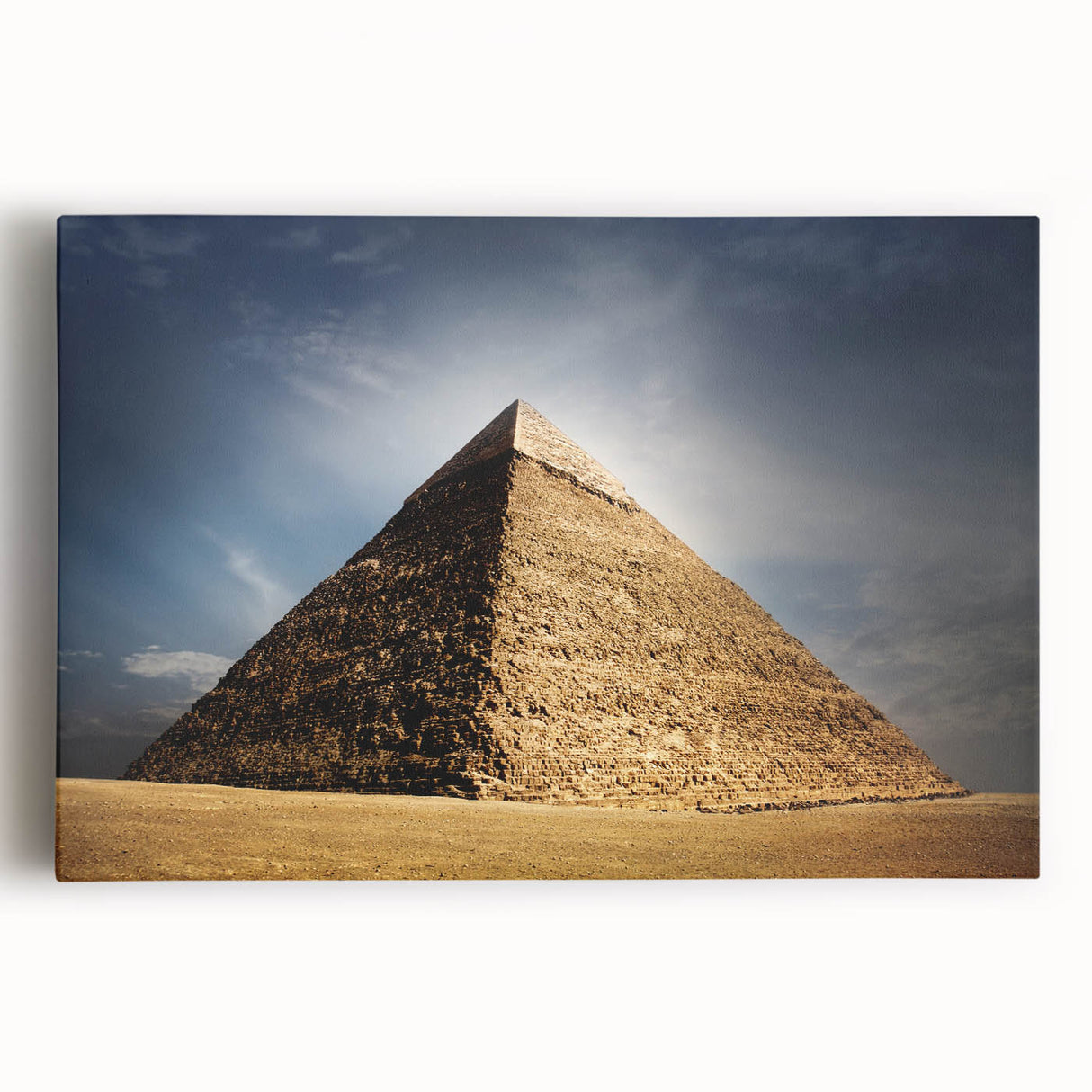 Black and white stretched canvas of Egyptian scenery, ideal for kitchen wall art.