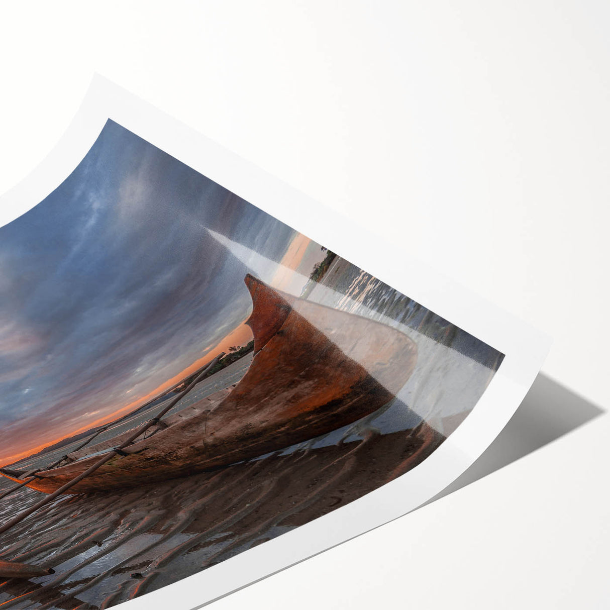 Extra large wall art featuring line art flowers and a Madagascar scenery in muted earth tones on rolled print.