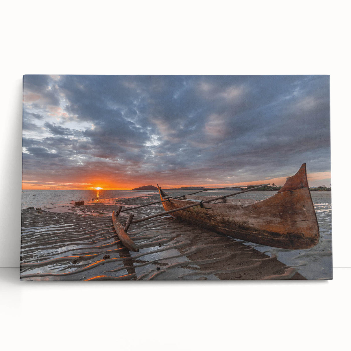 Black and white photo of Madagascar scenery on large stretched canvas, ideal for kitchen wall art or bedroom.