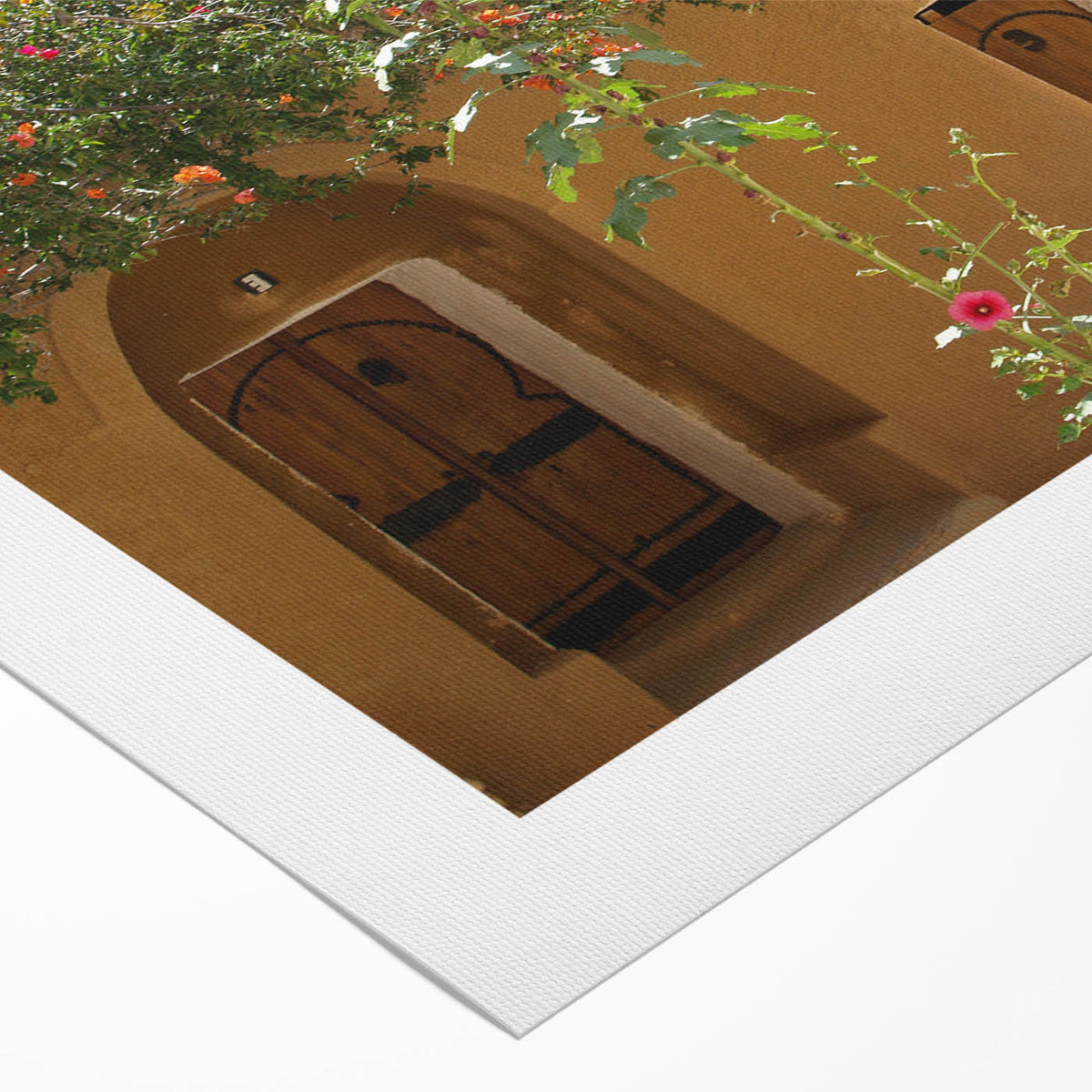 Art deco poster featuring a Tunisian landscape in muted earth tones on rolled canvas, suitable for dining room decor.